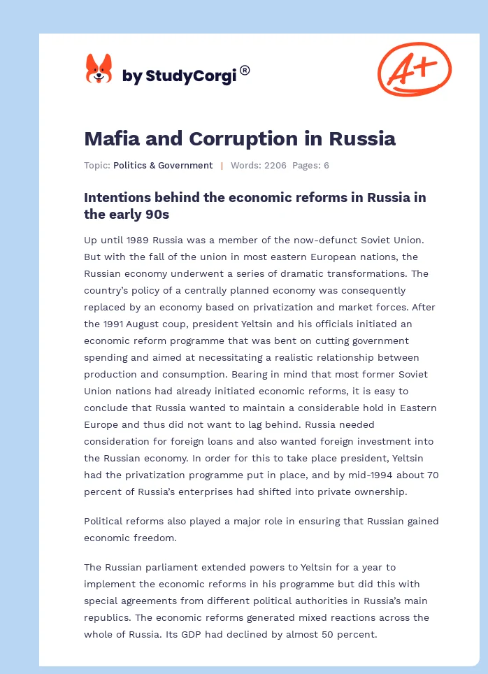 Mafia and Corruption in Russia. Page 1