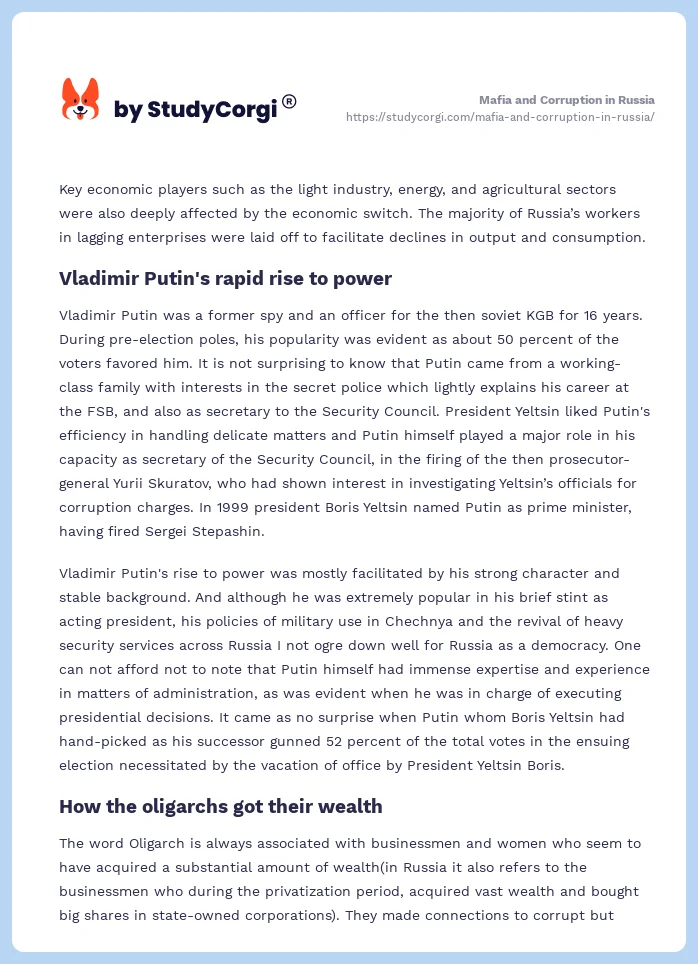Mafia and Corruption in Russia. Page 2