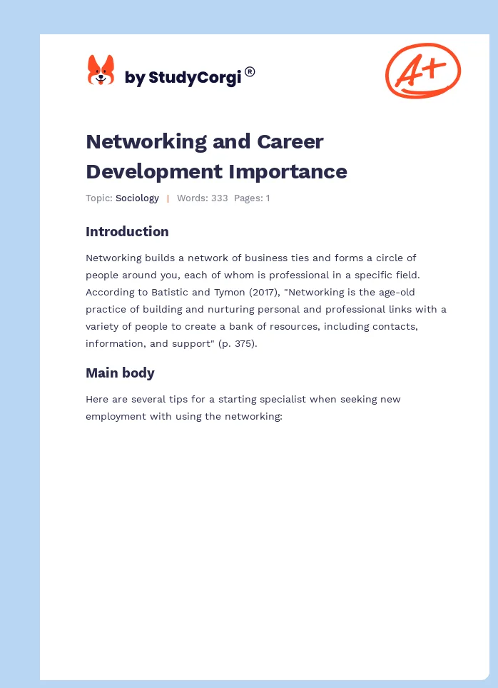 Networking and Career Development Importance. Page 1