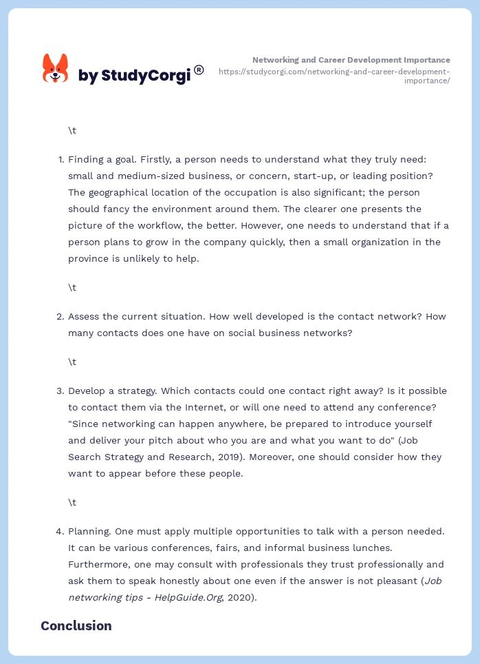 Networking and Career Development Importance. Page 2