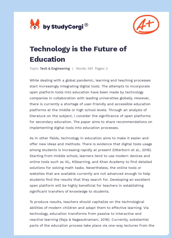 Technology is the Future of Education. Page 1