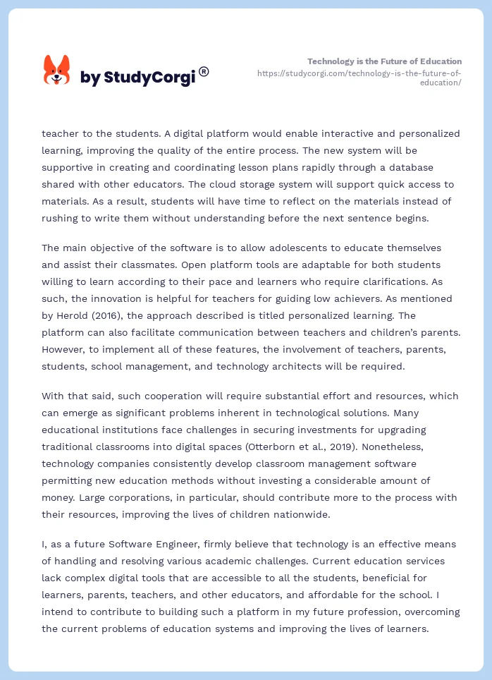 Technology is the Future of Education. Page 2