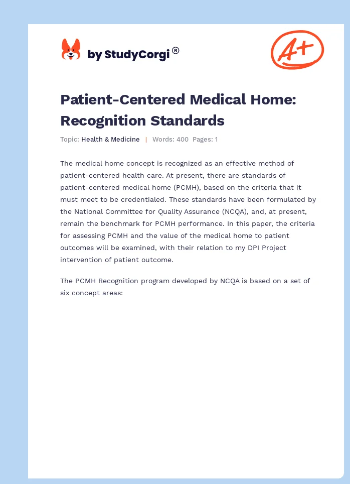Patient-Centered Medical Home: Recognition Standards. Page 1
