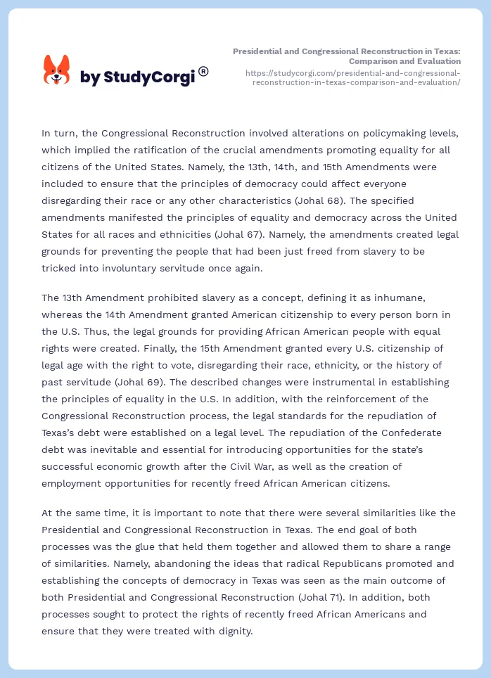 Presidential and Congressional Reconstruction in Texas: Comparison and Evaluation. Page 2