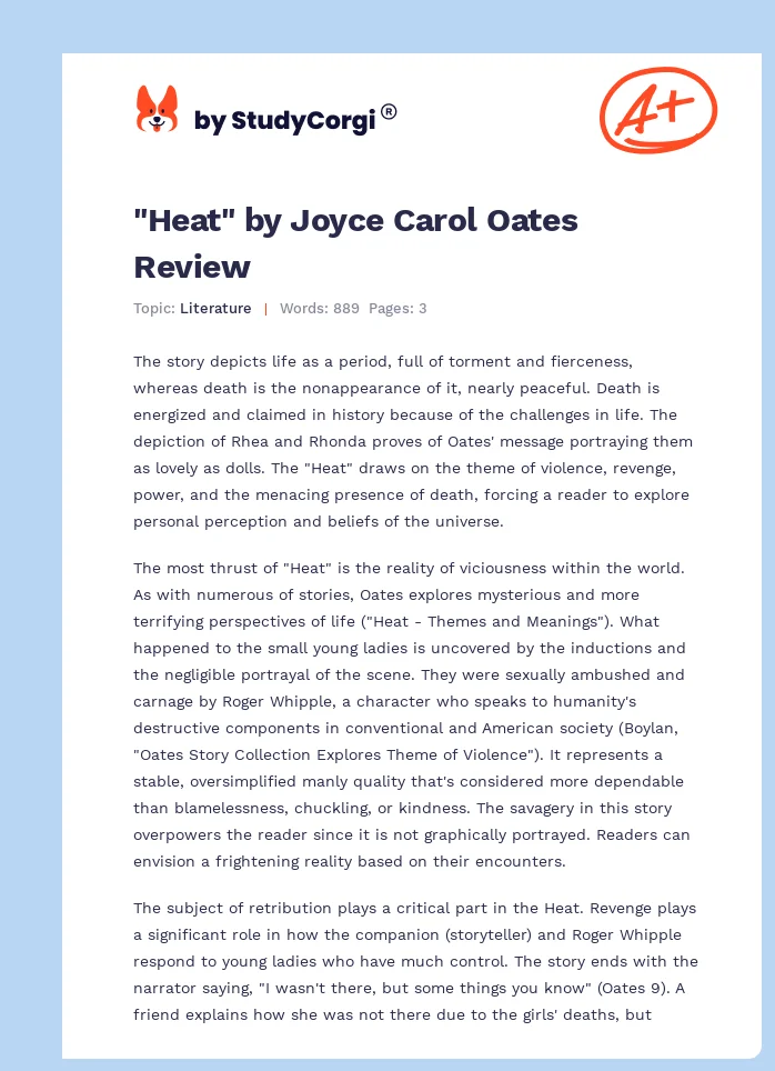 "Heat" by Joyce Carol Oates Review. Page 1