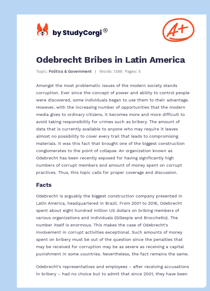Odebrecht Bribes in Latin America. Page 1