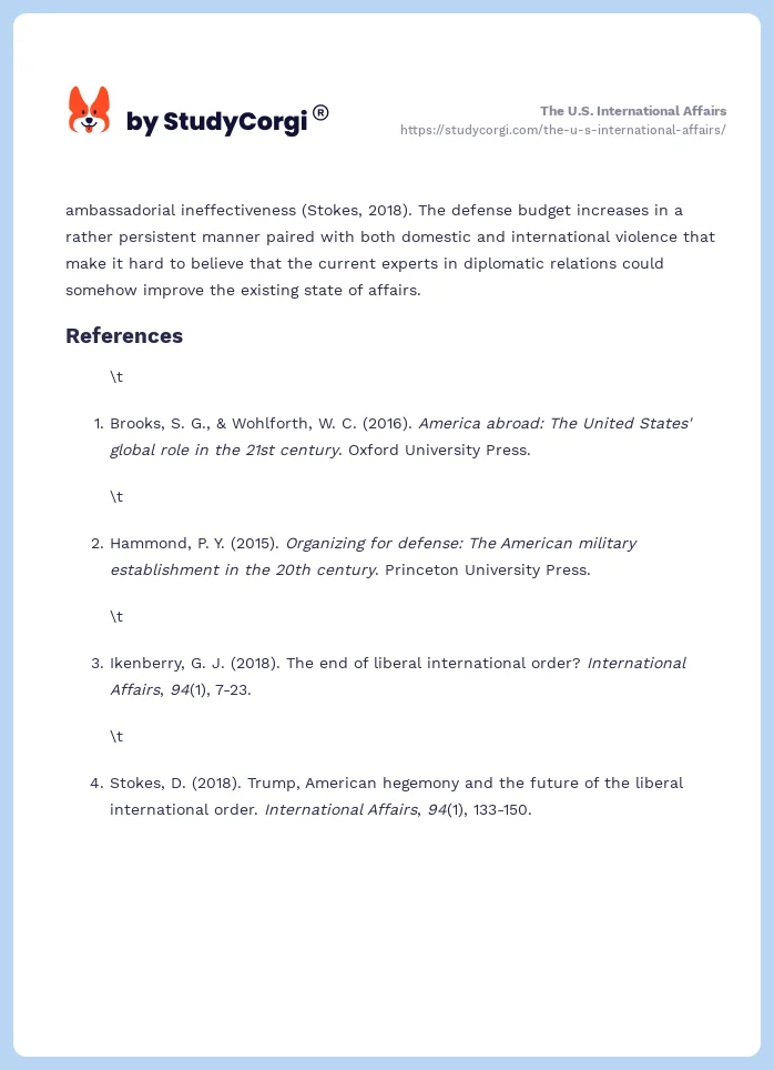 The U.S. International Affairs. Page 2