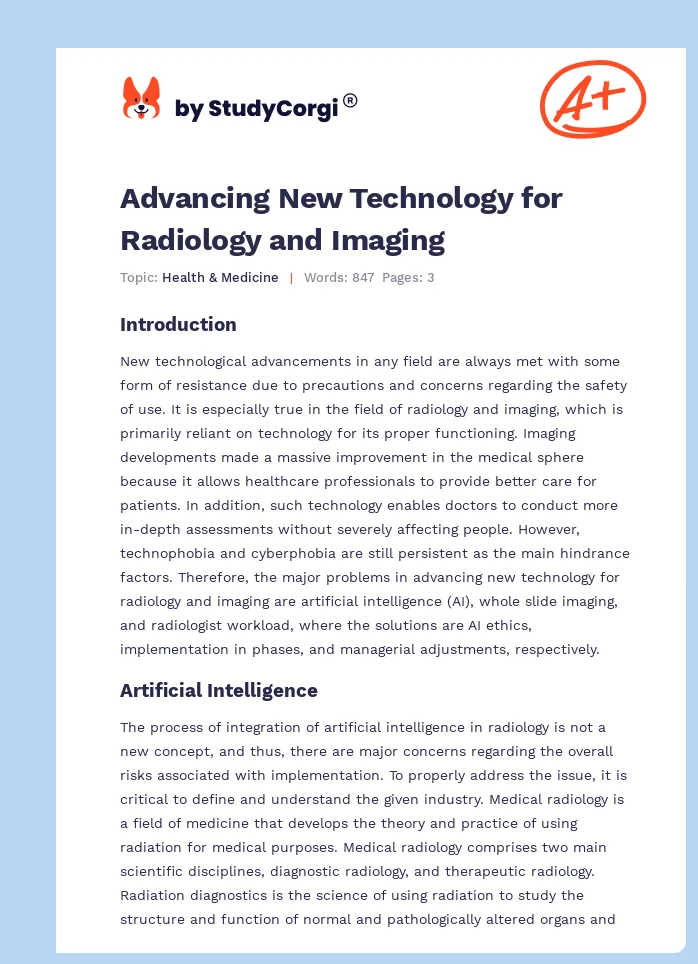 Advancing New Technology for Radiology and Imaging. Page 1