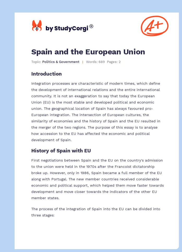 Spain and the European Union. Page 1