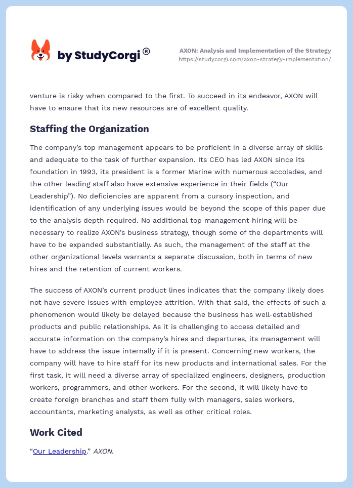 AXON: Analysis and Implementation of the Strategy. Page 2