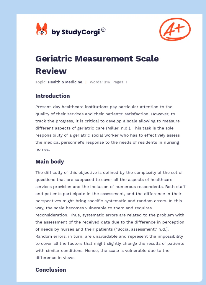 Geriatric Measurement Scale Review. Page 1