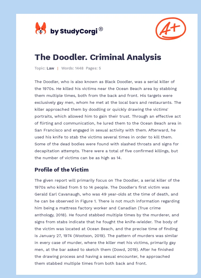 The Doodler. Criminal Analysis. Page 1
