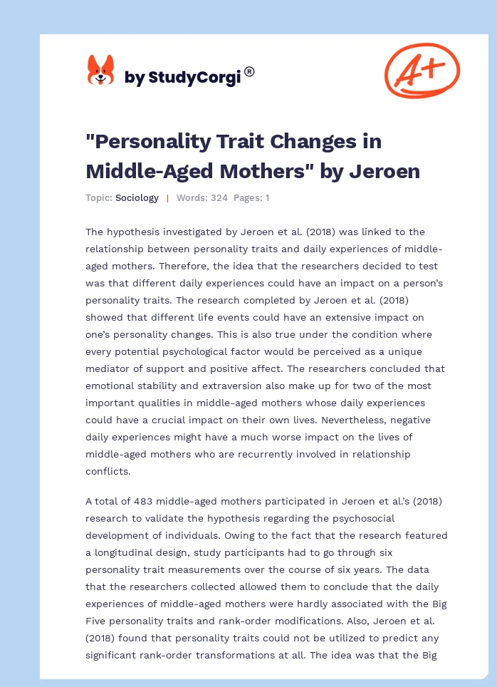 "Personality Trait Changes in Middle‐Aged Mothers" by Jeroen. Page 1