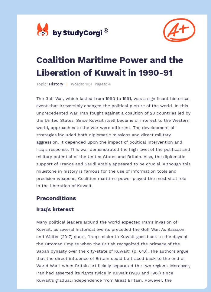 Coalition Maritime Power and the Liberation of Kuwait in 1990-91. Page 1