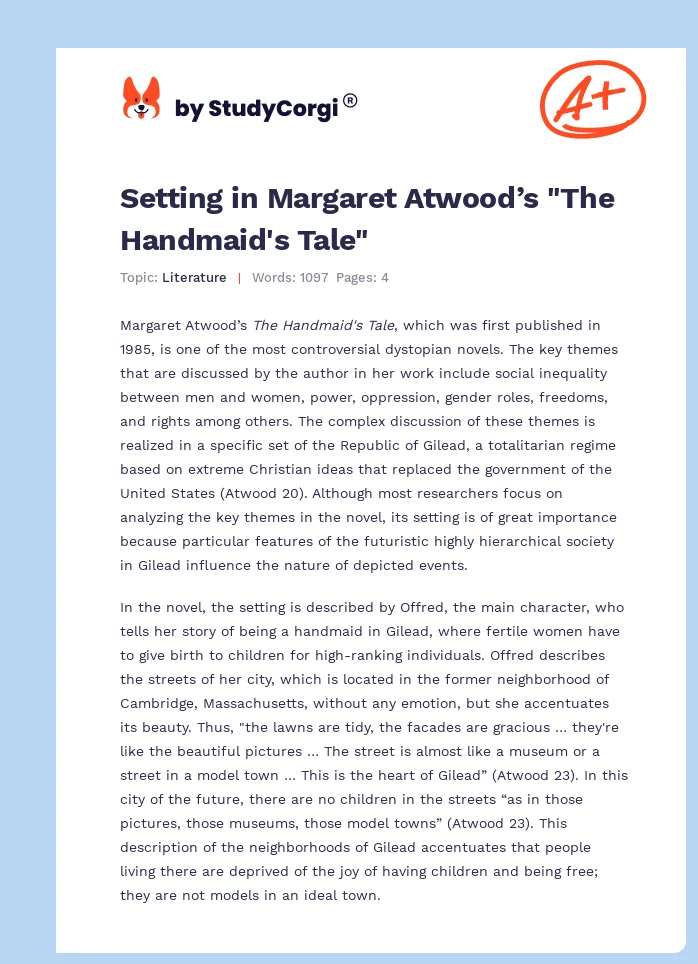 Setting in Margaret Atwood’s "The Handmaid's Tale". Page 1