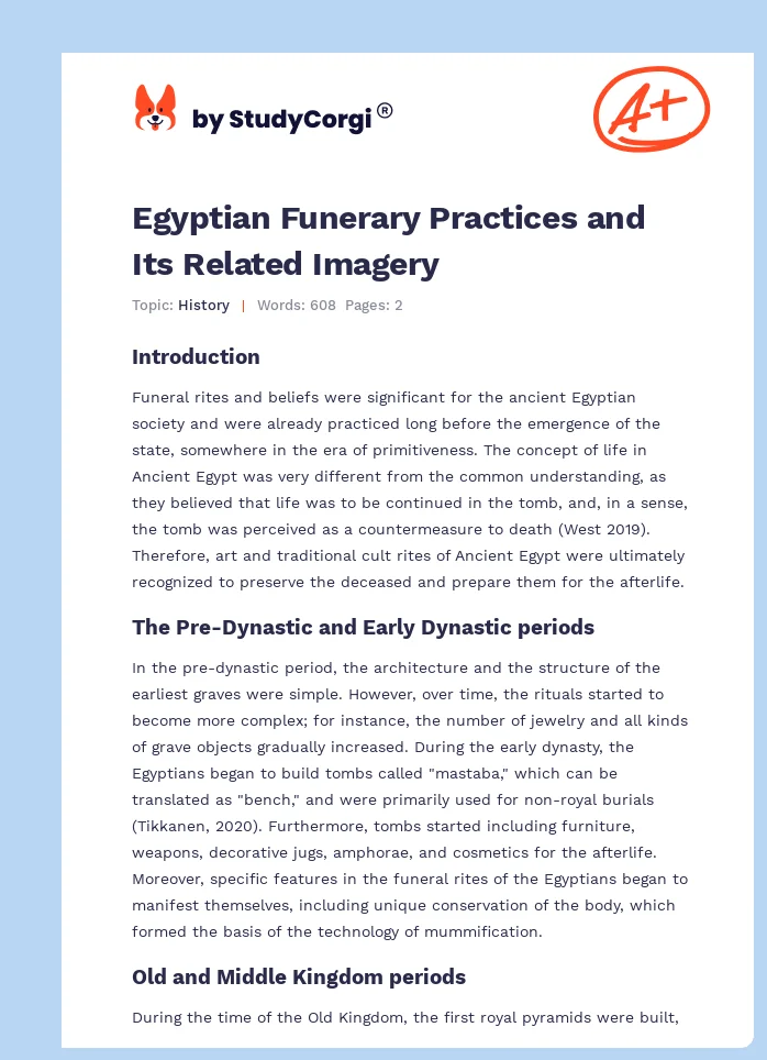 Egyptian Funerary Practices and Its Related Imagery. Page 1