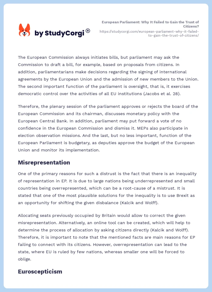 European Parliament: Why It Failed to Gain the Trust of Citizens?. Page 2