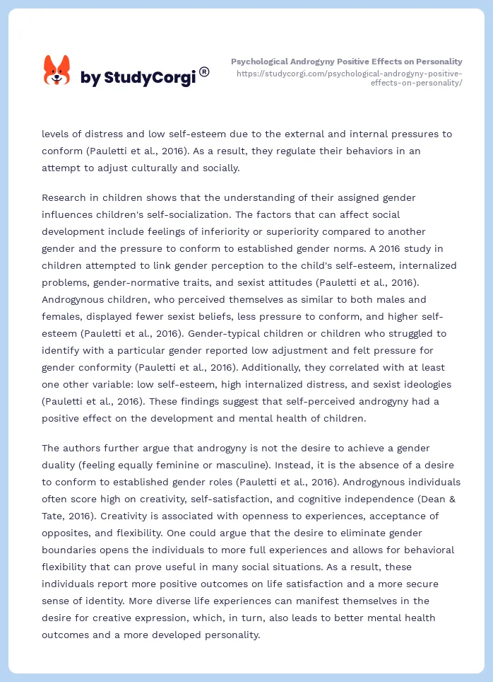Psychological Androgyny Positive Effects on Personality. Page 2