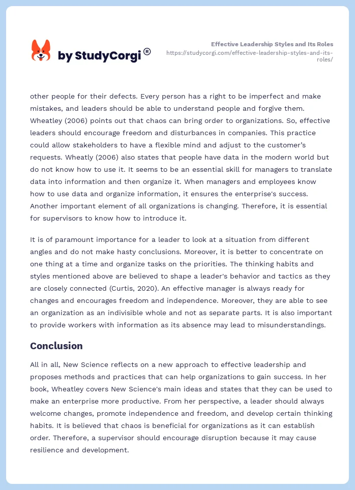 Effective Leadership Styles and Its Roles. Page 2