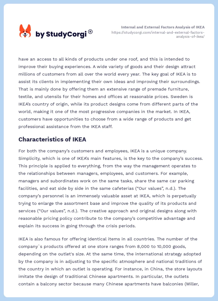 Internal and External Factors Analysis of IKEA. Page 2