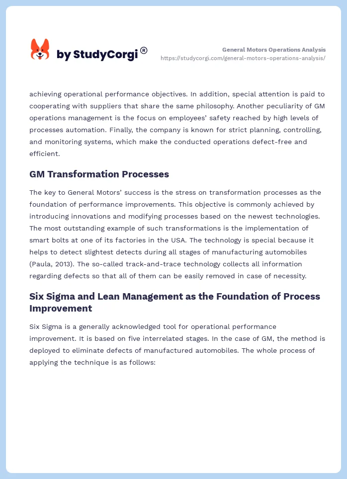 General Motors Operations Analysis. Page 2
