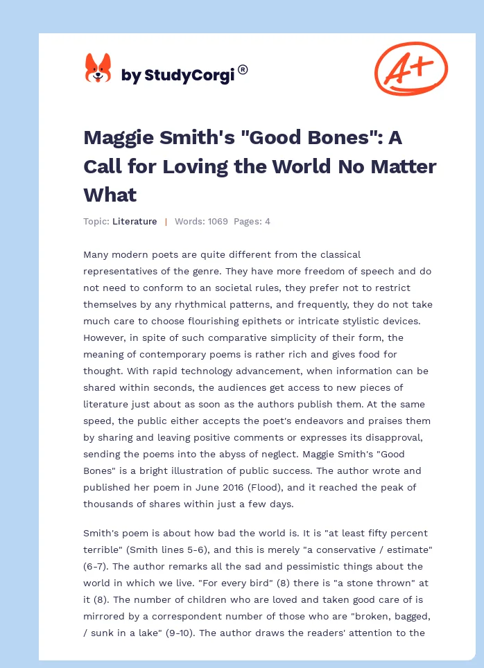 Maggie Smith's "Good Bones": A Call for Loving the World No Matter What. Page 1