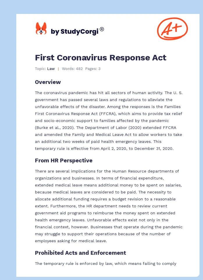 First Coronavirus Response Act. Page 1