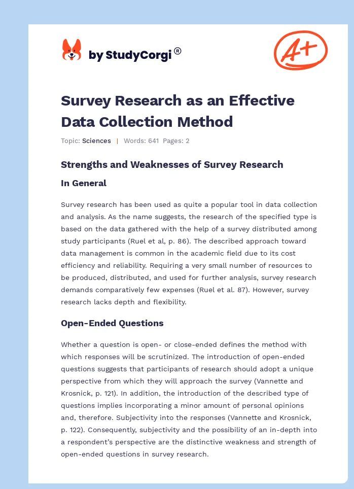 Survey Research as an Effective Data Collection Method. Page 1