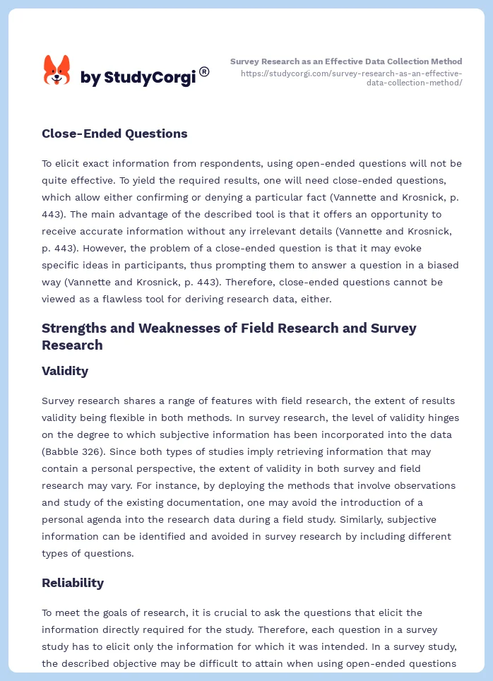 Survey Research as an Effective Data Collection Method. Page 2