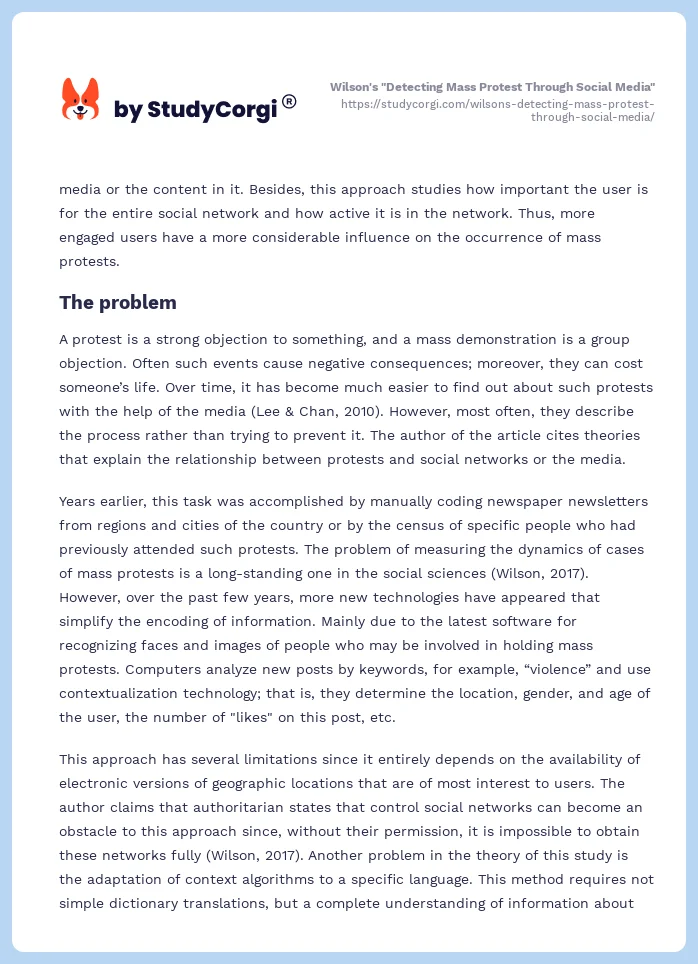 Wilson's "Detecting Mass Protest Through Social Media". Page 2