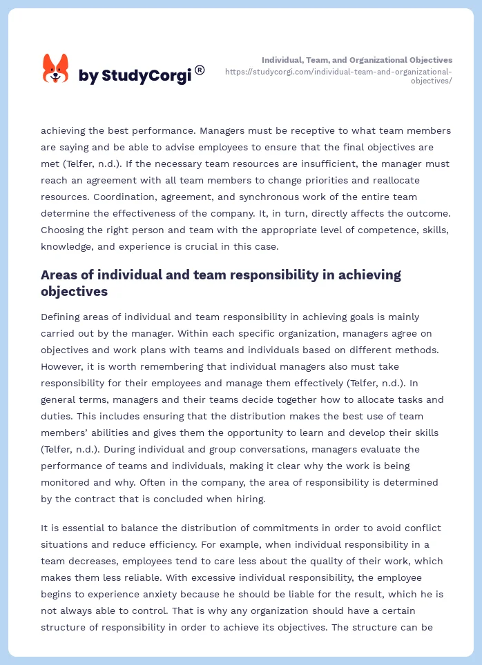 Individual, Team, and Organizational Objectives. Page 2