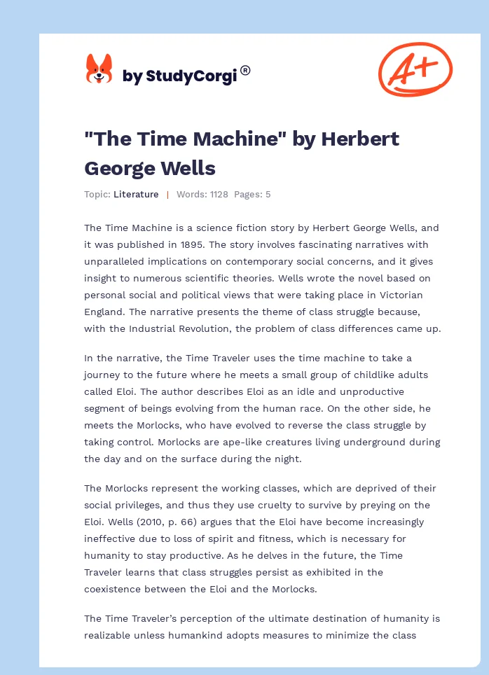 "The Time Machine" by Herbert George Wells. Page 1