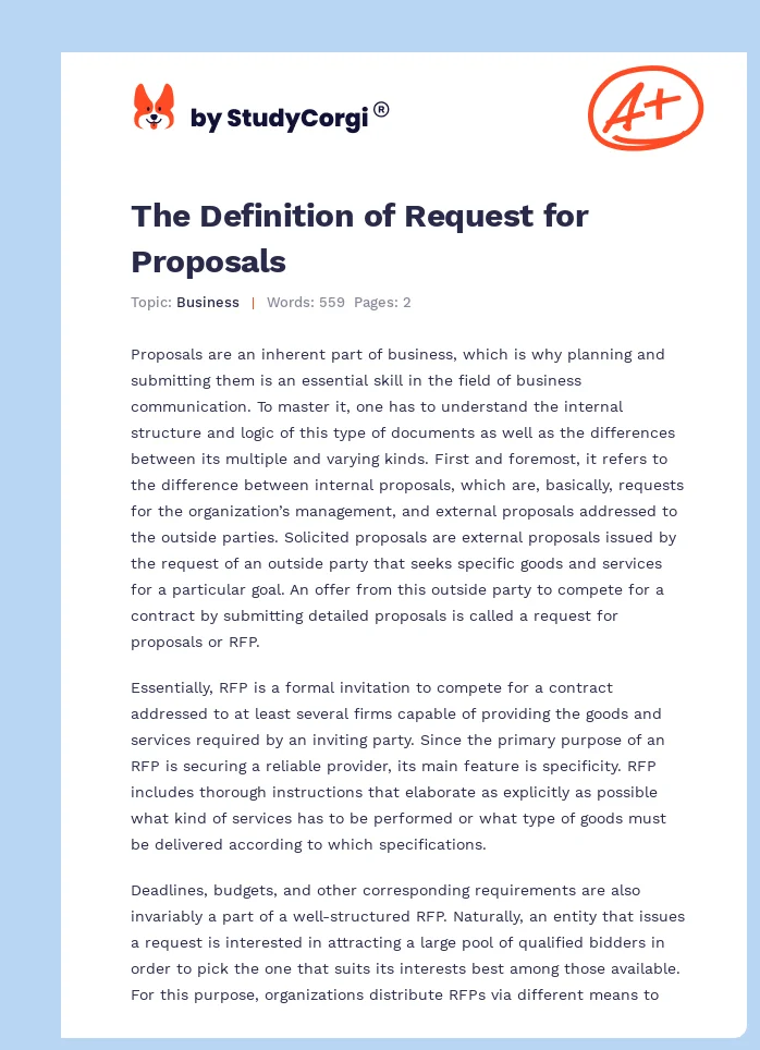 The Definition of Request for Proposals. Page 1