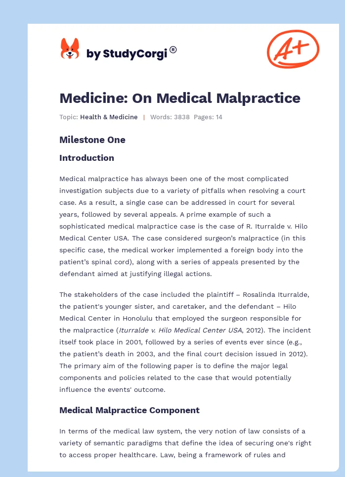Medicine: On Medical Malpractice. Page 1