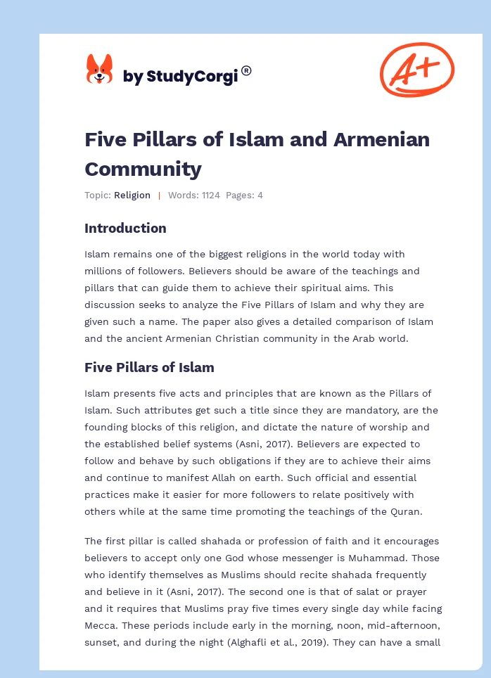 Five Pillars of Islam and Armenian Community. Page 1