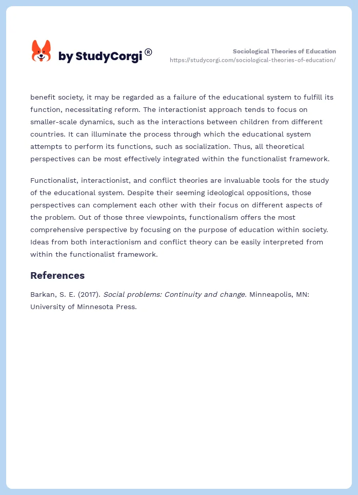 Sociological Theories of Education. Page 2