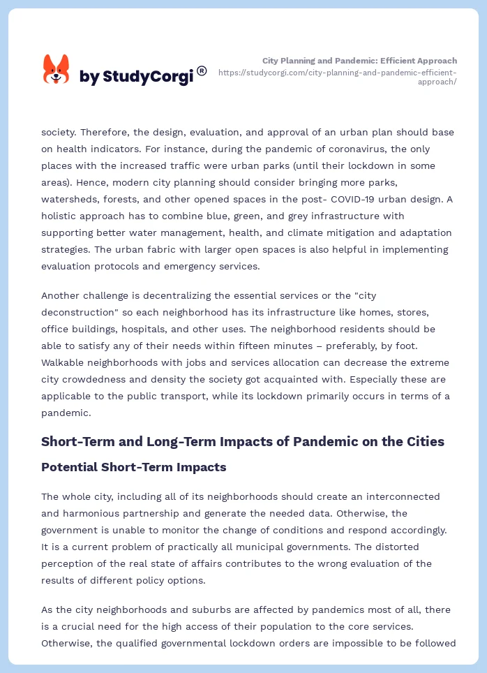 City Planning and Pandemic: Efficient Approach. Page 2
