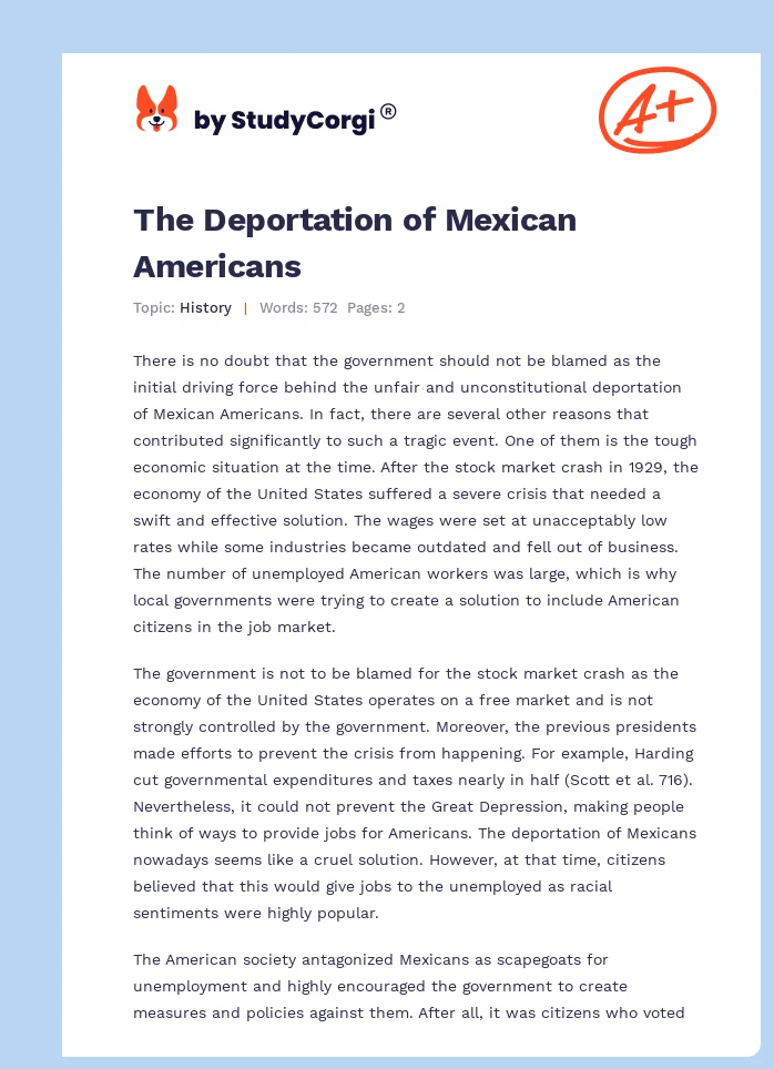 The Deportation of Mexican Americans. Page 1