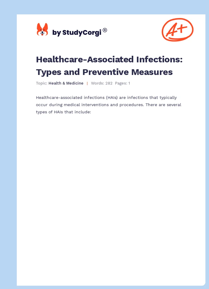 Healthcare-Associated Infections: Types and Preventive Measures. Page 1