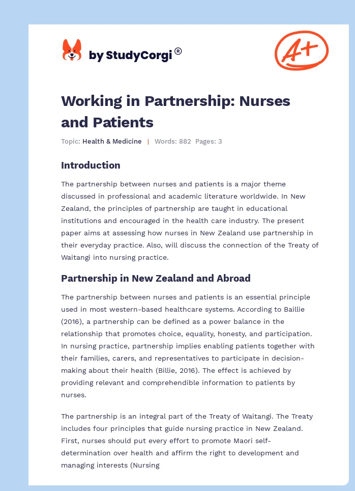 Working in Partnership: Nurses and Patients. Page 1