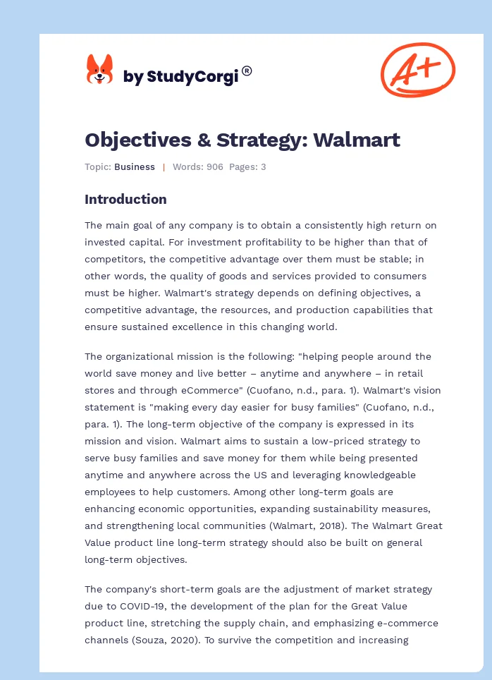 Objectives & Strategy: Walmart. Page 1