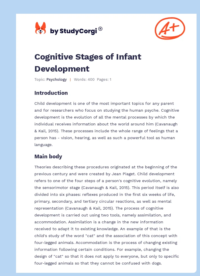 Cognitive Stages of Infant Development. Page 1