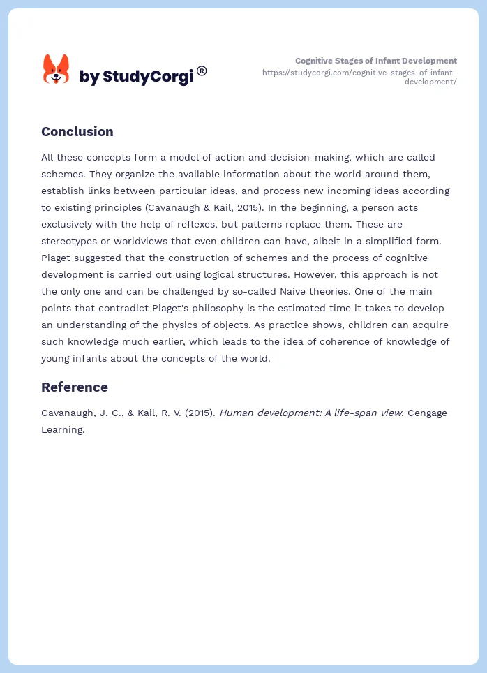 Cognitive Stages of Infant Development. Page 2