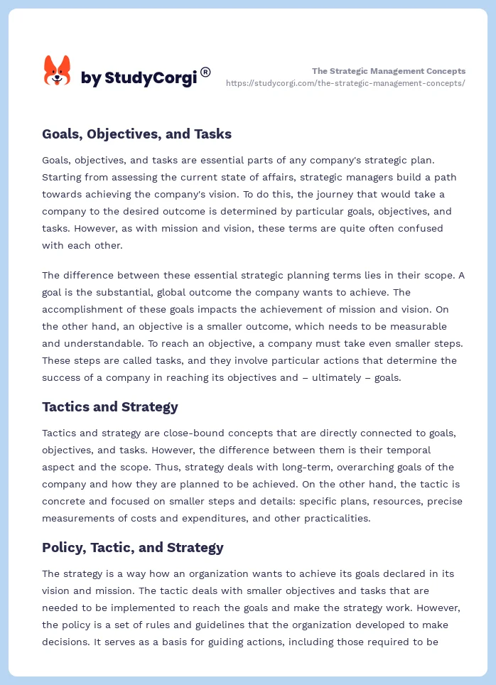 The Strategic Management Concepts. Page 2