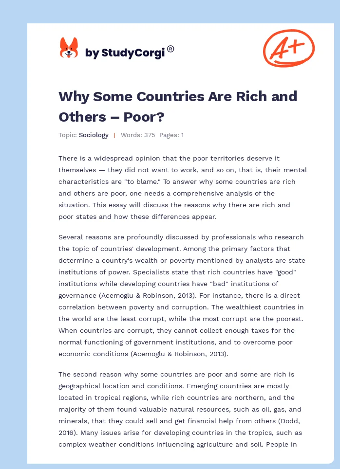 Why Some Countries Are Rich and Others ‒ Poor?. Page 1