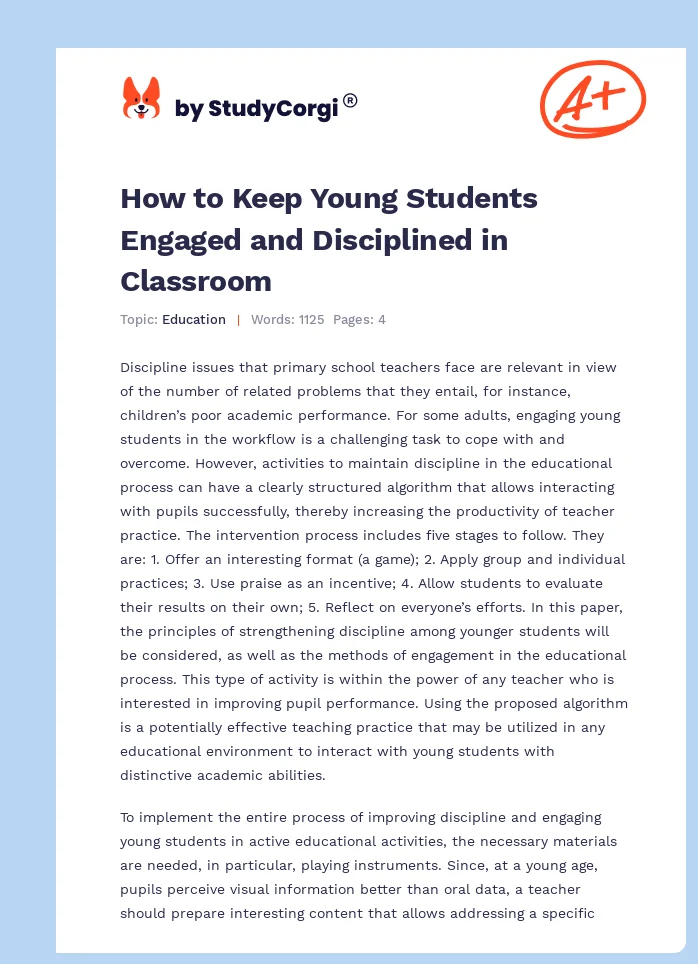How to Keep Young Students Engaged and Disciplined in Classroom. Page 1