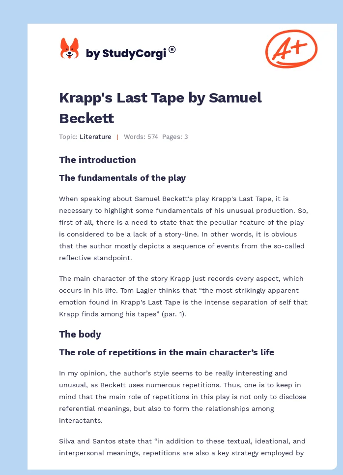 Krapp's Last Tape by Samuel Beckett. Page 1