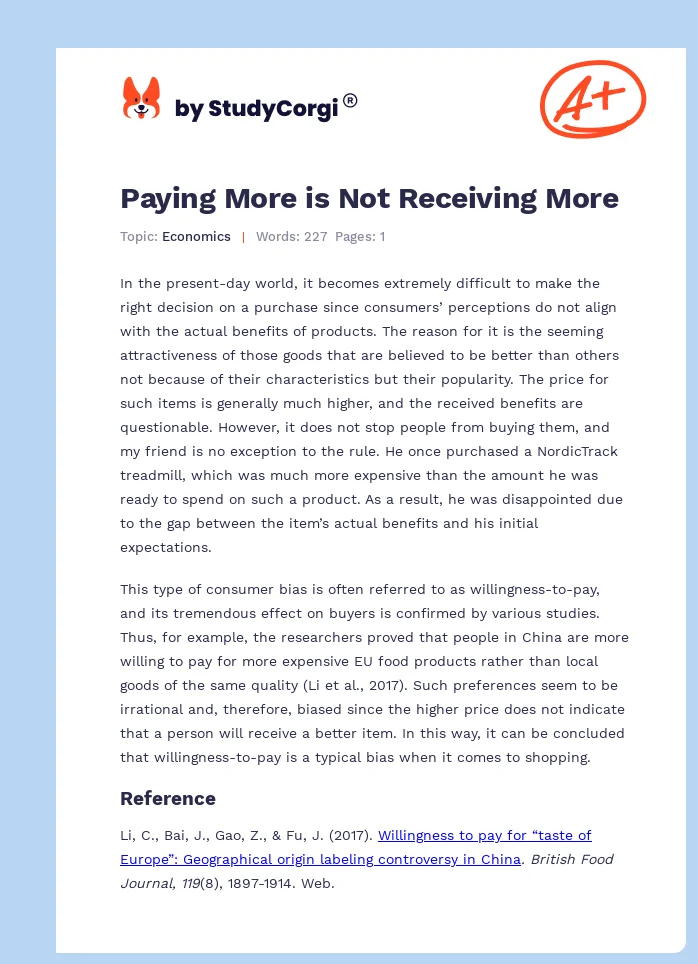 Paying More is Not Receiving More. Page 1
