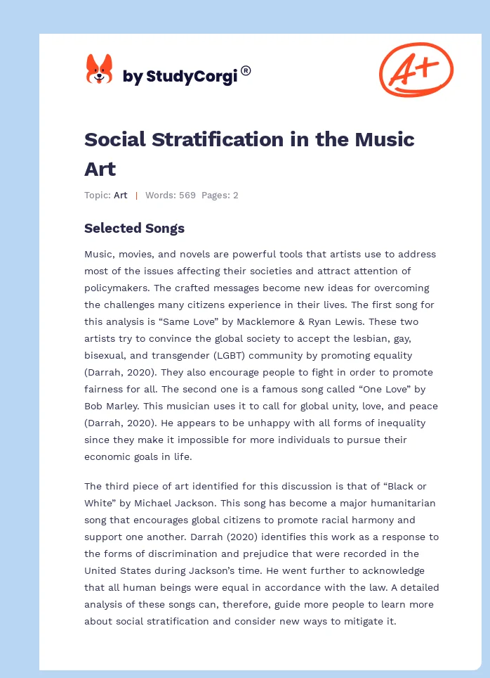 Social Stratification in the Music Art. Page 1