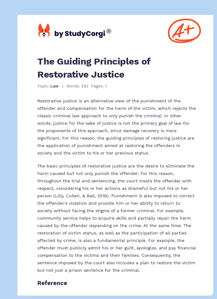 The Guiding Principles of Restorative Justice. Page 1